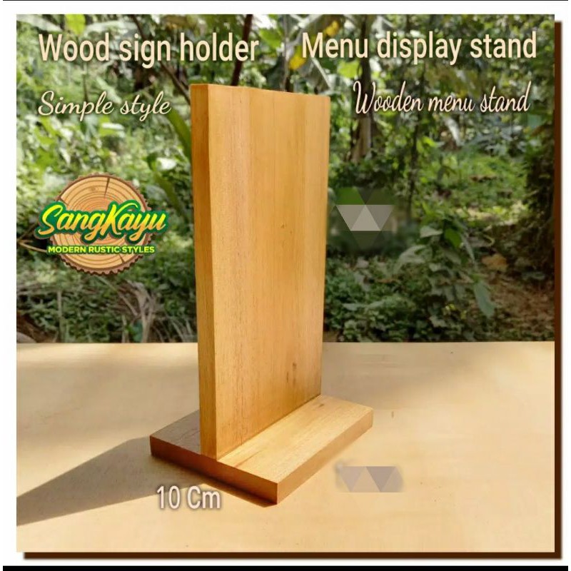 Wood sign hanging 12x18cm stand menu display sign menu kayu