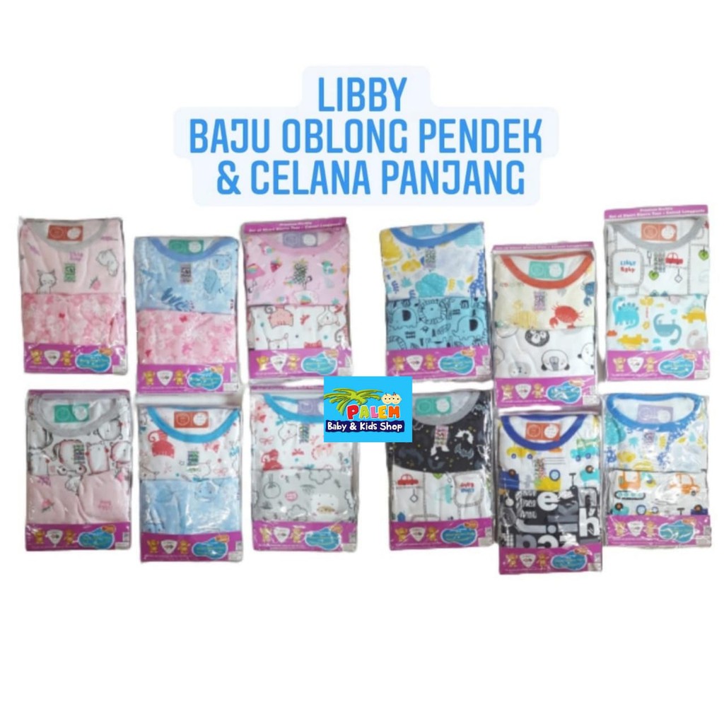 2 setel-Libby baju oblong pendek celana panjang cowo&amp;cewe usia 6-9,9-12,12-18,18-24bulan