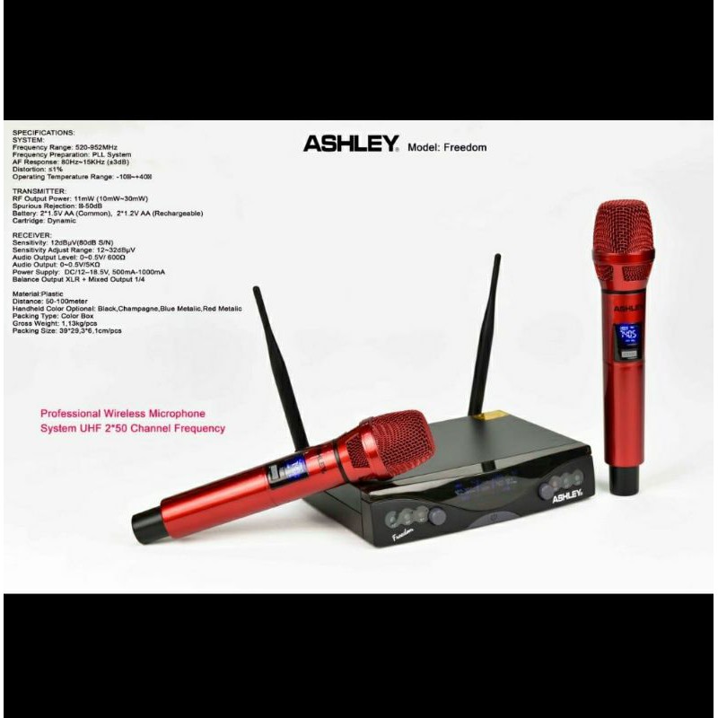 Mic Wireless ASHLEY FREEDOM Handheld Microphone ORIGINAL 4 Warna