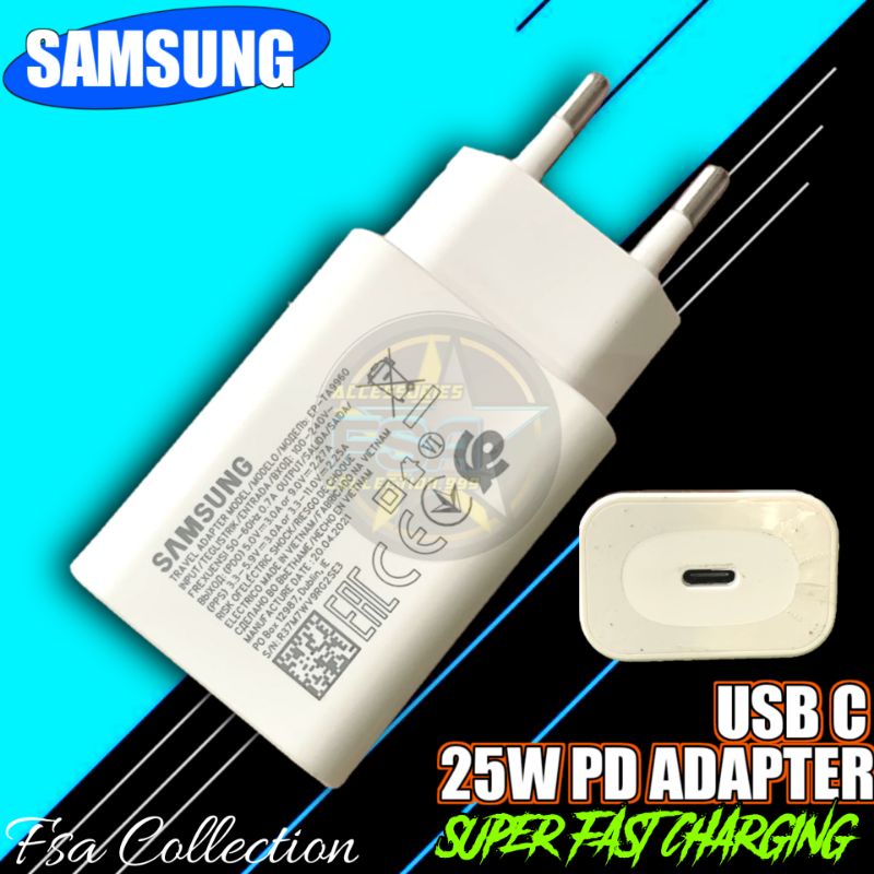 Kepala Charger/Adapter Charger Samsung Usb C Fast Charging 25W A51 A71 A70 A80 NOTE 10 By Samsung