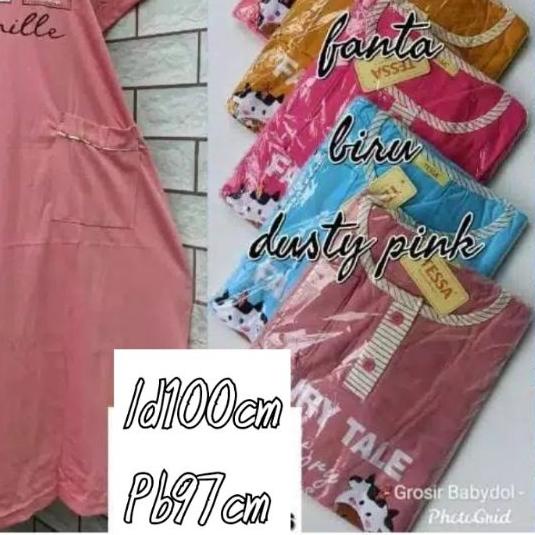 ✻ Daster Tessa Standar - Baju tidur Daster Kaos Tebel - Daster Bordir Ω