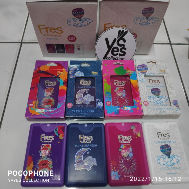 Fres &amp; Natural Parfum 100ml 1 PCS Fresh Parfume Kemasan Saku 18ml  Parfumed Wewangian Putih Cotton Dreams Pink Live to Love Biru Midnight Secret Ungu Muse Of The Day