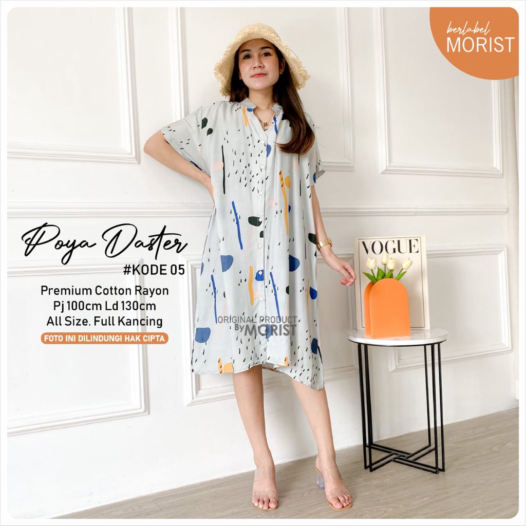 Daster pendek katun rayon premium motif banyak jumbo MORIST - Poya Ania Daster MORIST