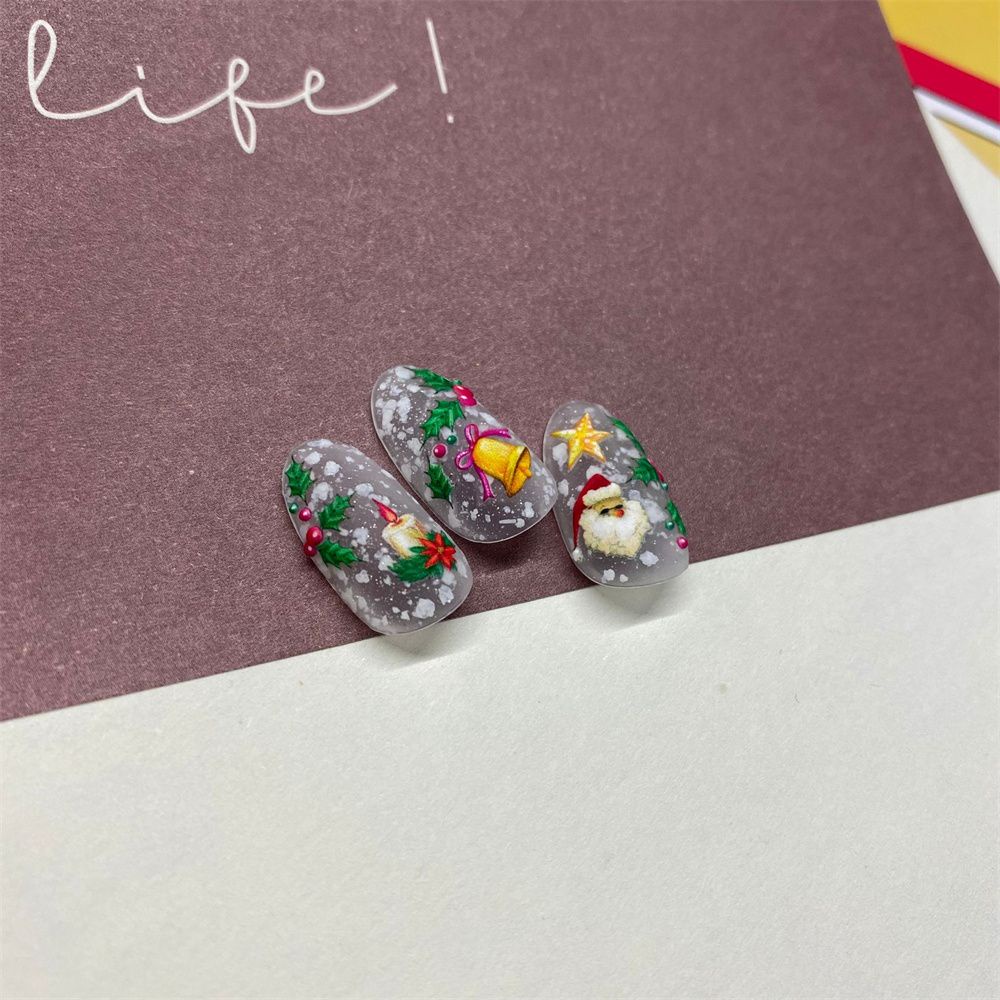 Mxbeauty Stiker Kuku Motif Kartun Snowman / Santa Claus / Natal 5d Untuk Dekorasi Nail Art / Manicure Diy