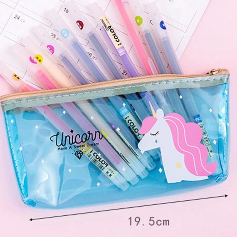 

[PRODUK HN9YT] [UBIMARU] UNICORN TRANSPARENT PENCIL CASE - TEMPAT PENCIL TRANSPARAN - UNICORN BAG MZK