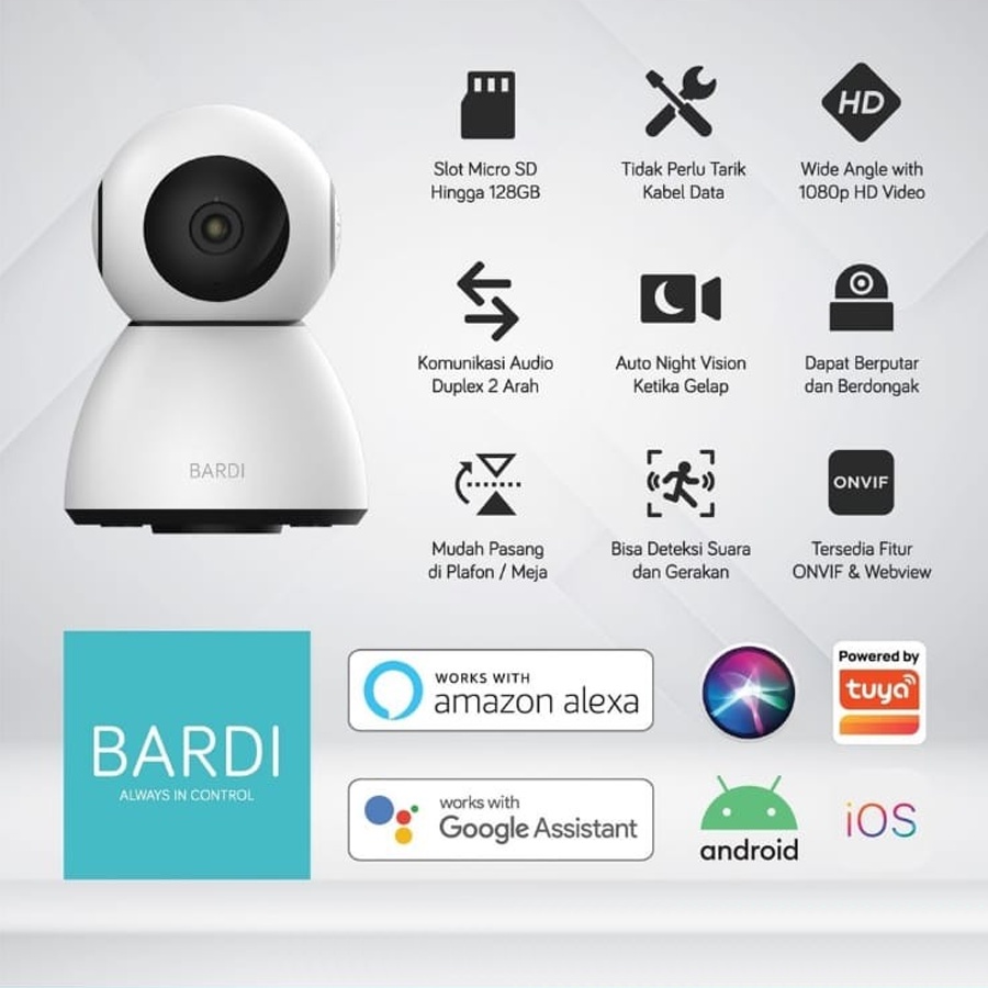 BARDI Smart Indoor PTZ IP Camera CCTV 1080p HD Wifi IoT Home Automation IPCAM iOS Android