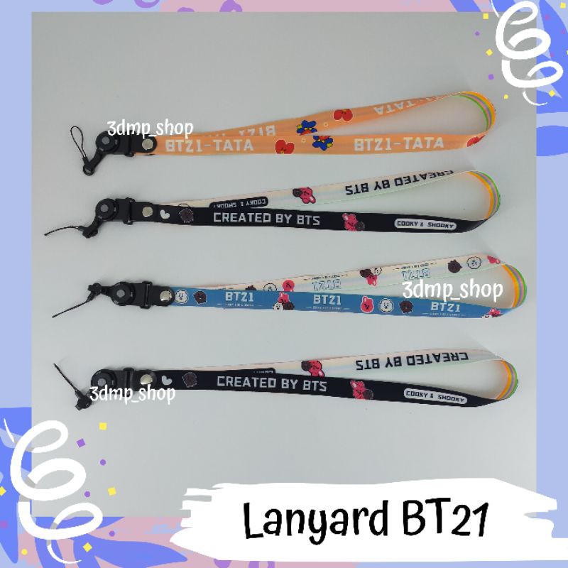 Lanyard Gantungan Tali Hp Id card bts bt21 tata cooky chimmy mang koya van