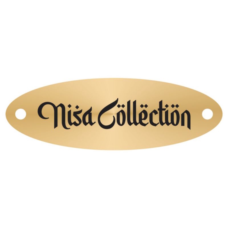 

label akrilik Nisa Collection gold ukuran 1*3 cm 100 pcs tulisan hitam