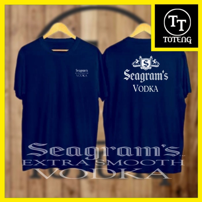 baju kaos t shirt SEAGRAM depan belakang distro combed 30s unisex navy