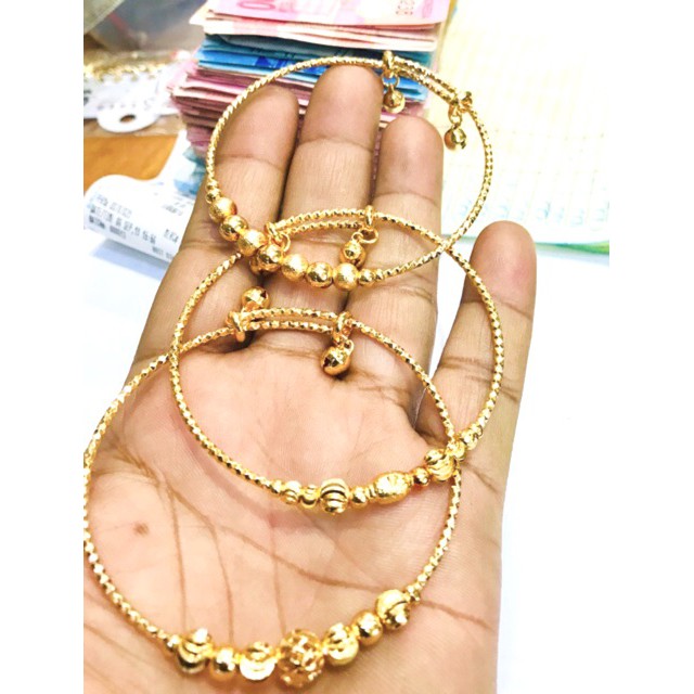 Gelang tangan wanita kroncong pentol lapis emas yaxiaya gelang