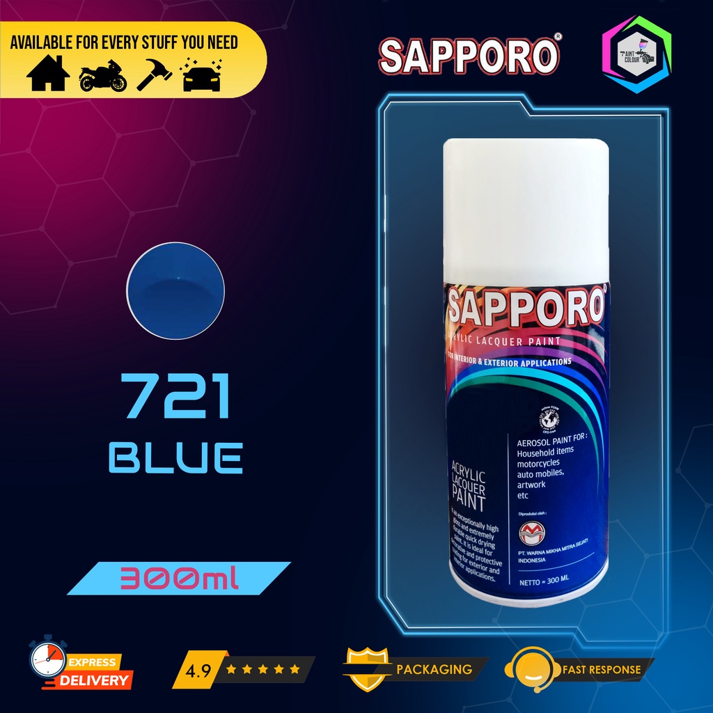 Cat Semprot SAPPORO Paint - 721 BLUE Helm/Motor/Gundam/Body