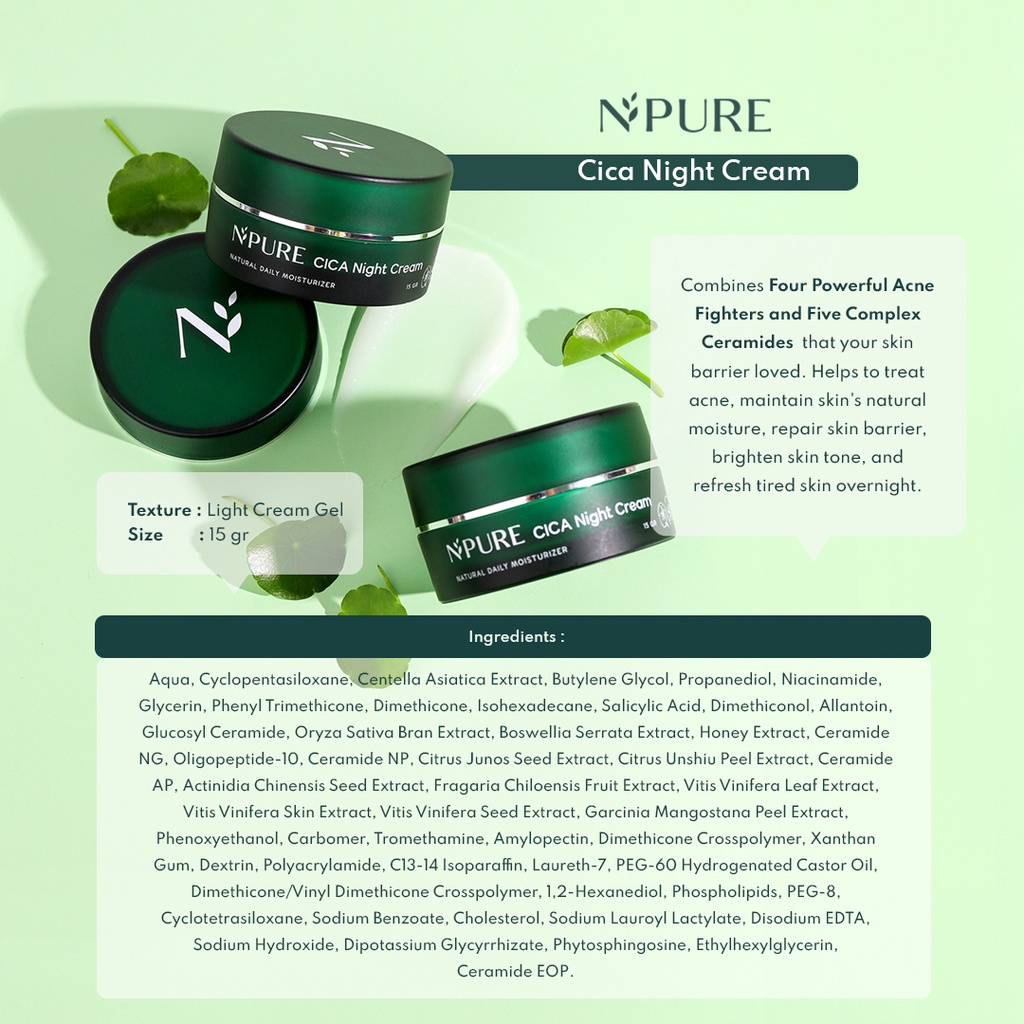 NPURE Night Cream Centella Asiatica (Cica Series) / Cream Malam BPOM