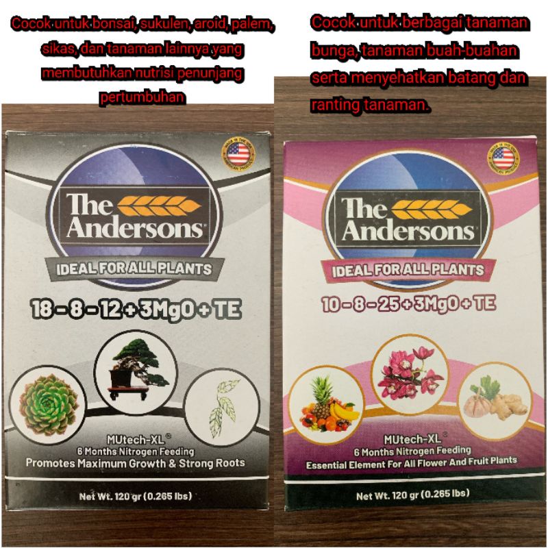 THE ANDERSONS pupuk slow release made in USA 500gr 120gr The anderson hitam ungu pink 10-8-25 + 3MgO + TE kemasan 120 gram 18-8-12 + 3Mg0 + TE 120 gr 500 gram pupuk bonsai bonsay tanaman premium tanaman hias daun osmocote dekastar aglonema buah bunga