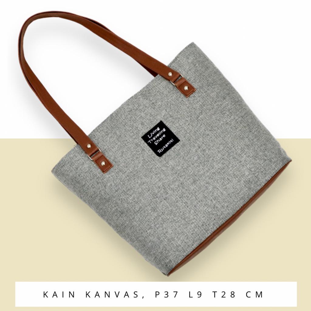 Tas Tote Totebag Kanvas Murah Semarang Motif Daun Simpel Kuliah Kerja Jalan Jalan Bisa COD