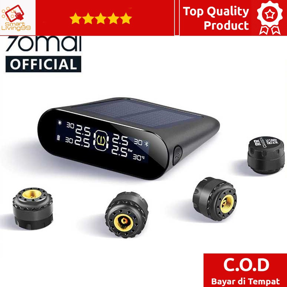 [SmartLiving99] Xiaomi 70mai Midrive Monitoring Tekanan Ban Mobil TPMS Solar Power T02