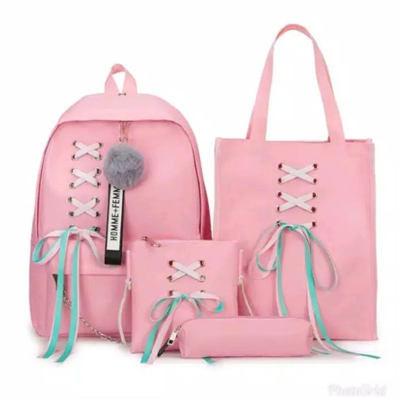 Tas Anak Perempuan SD Ransel Karakter 4in1 Backpack Anak Sekolah Tas pita ayu/Perempuan