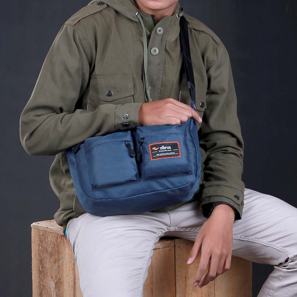 Tas Selempang Pria Distro Sling Bag Kerja Premium - Tas Bahu Pria Multifungsi Hitam Navy Hijau