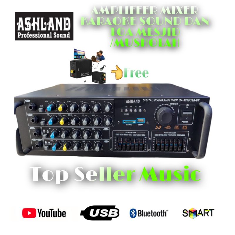 AMPLIFIER MIXER POWER KARAOKE ASHLAND AS3700 ORIGINAL AMPLIFIER