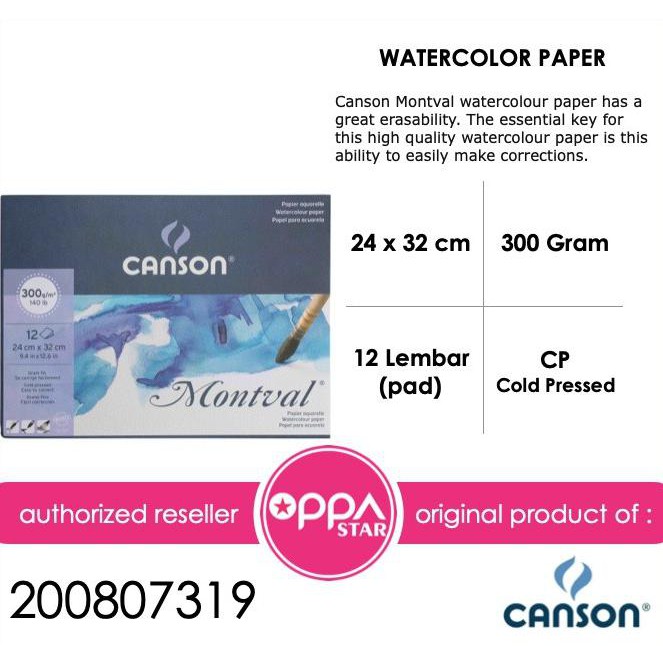 

(PERALATAN MENGGAMBAR) CANSON MONTVAL A3 300 G COLD PRESS WATERCOLOR 24 X 32 ORIGINAL SALE