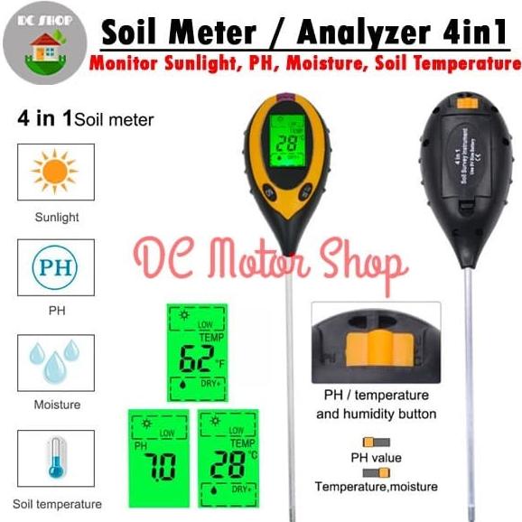 Digital Soil Analyzer / Tester / Meter Alat Ukur pH Tanah 4in1 /4 in 1