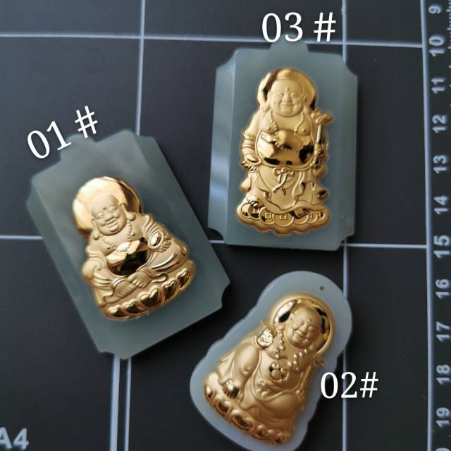 Liontin giok emas budha milefo