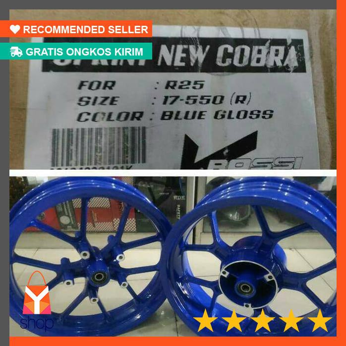 BAGUS BANGET  velg rossi r25 new series cobra uk 3.5in dan 5.5in,biru, double disc