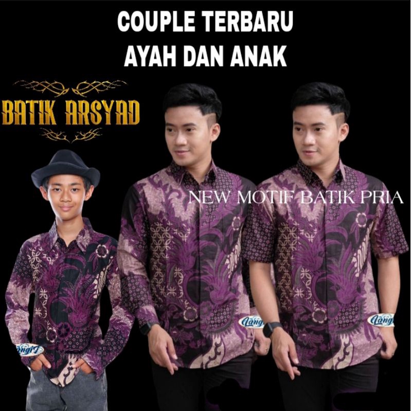 TERBARU Couple sweet || couple batik ayah dan anak cowok BATIK Motif Mahesa ungu terbaru dan termurah