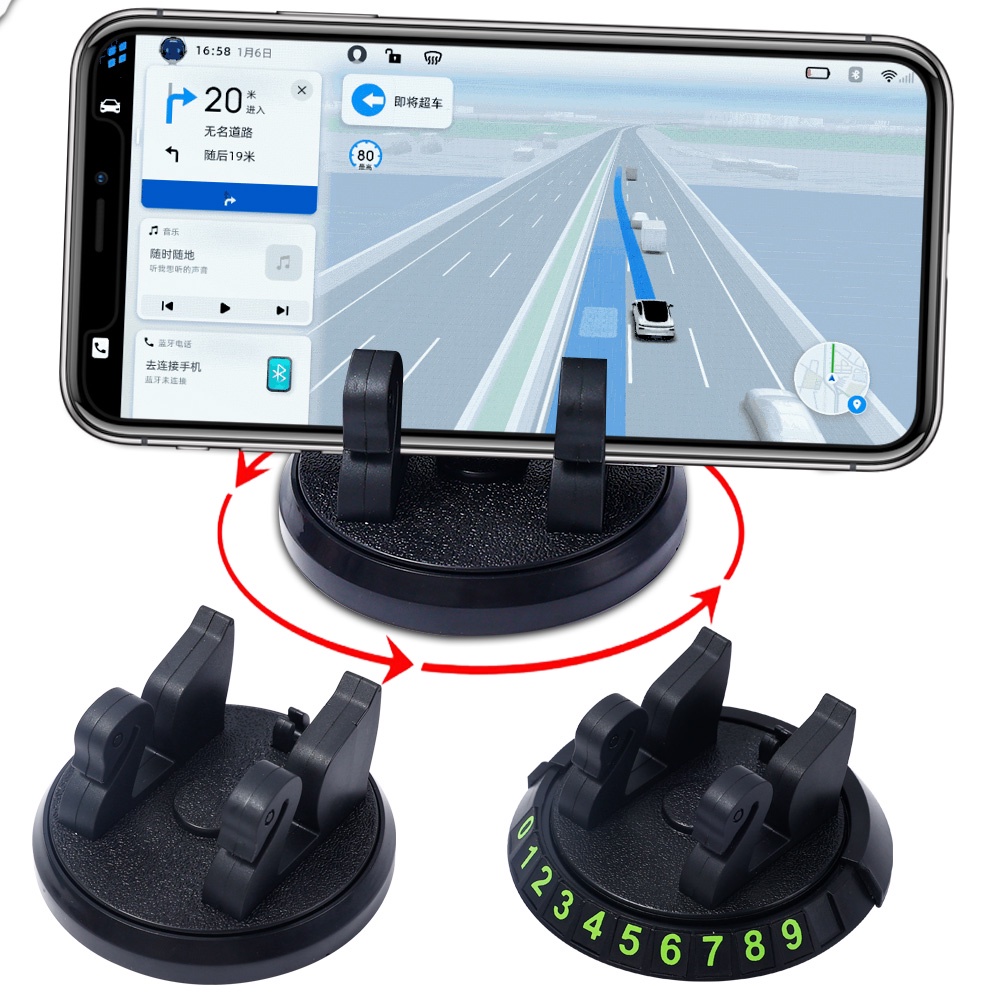 Multi Fungsi360° Rotable Bracket Phone Holder Anti-Slip Mat Aksesoris Plat Parkir Lisensi Dengan Nomor Telepon Untuk Interior Otomatis 3in1 Dashboard Mobil Silikon