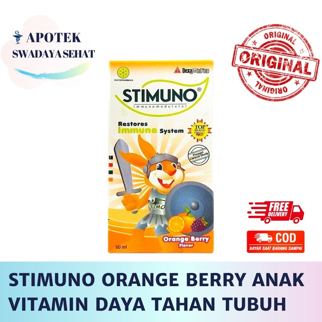 STIMUNO Orange Berry Sirup 100 ML - Multivitamin Daya Tahan Tubuh Anak 60 ML Jeruk Syrup