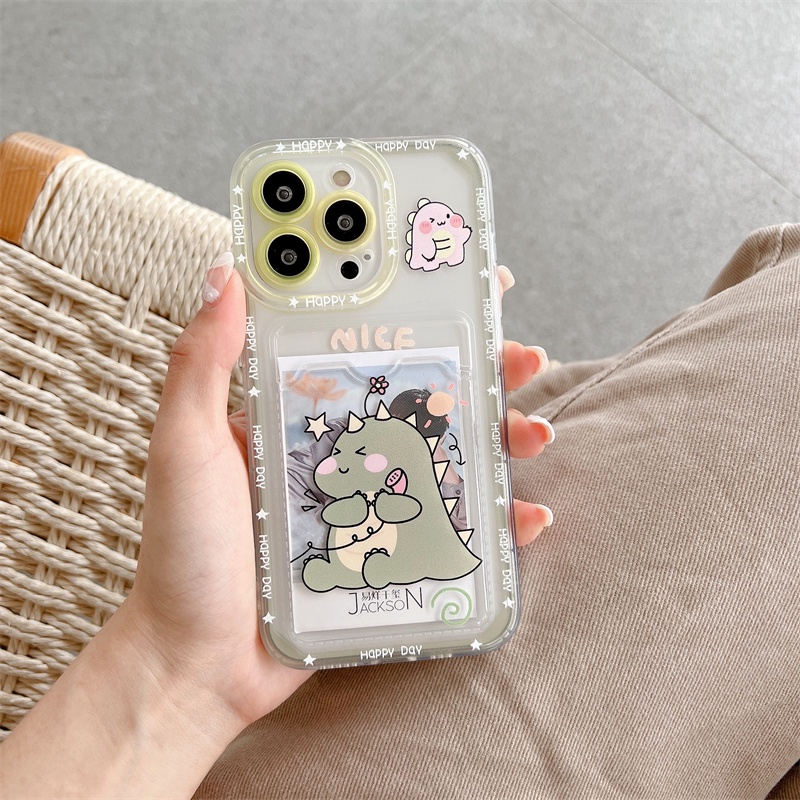 Casing Soft Case TPU Motif Kartun Dinosaurus Untuk IPhone 14 13 11 Pro Max 8 7 Plus X XS XR