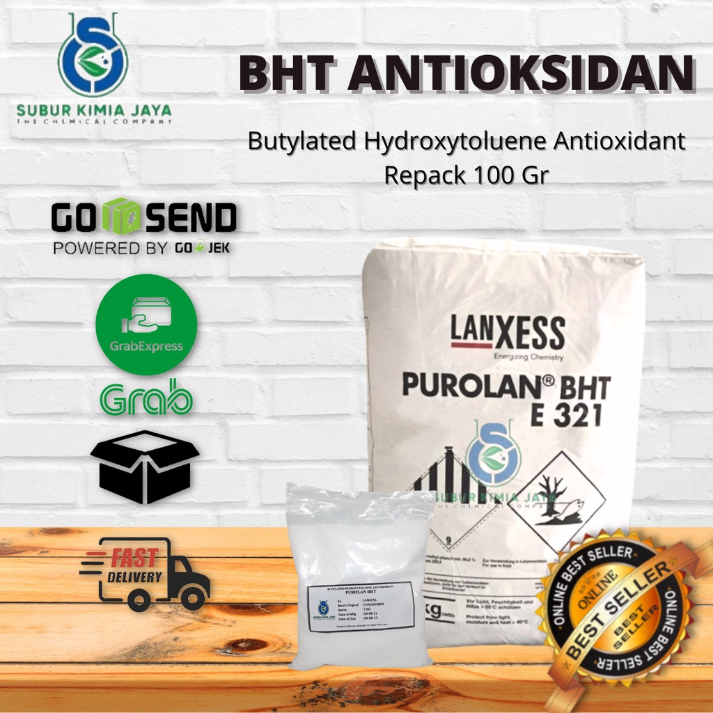 

BHT ANTIOXIDANT / Butylated Hydroxytoluene Antioksidan / BHT Anti Tengik Minyak 100 gram