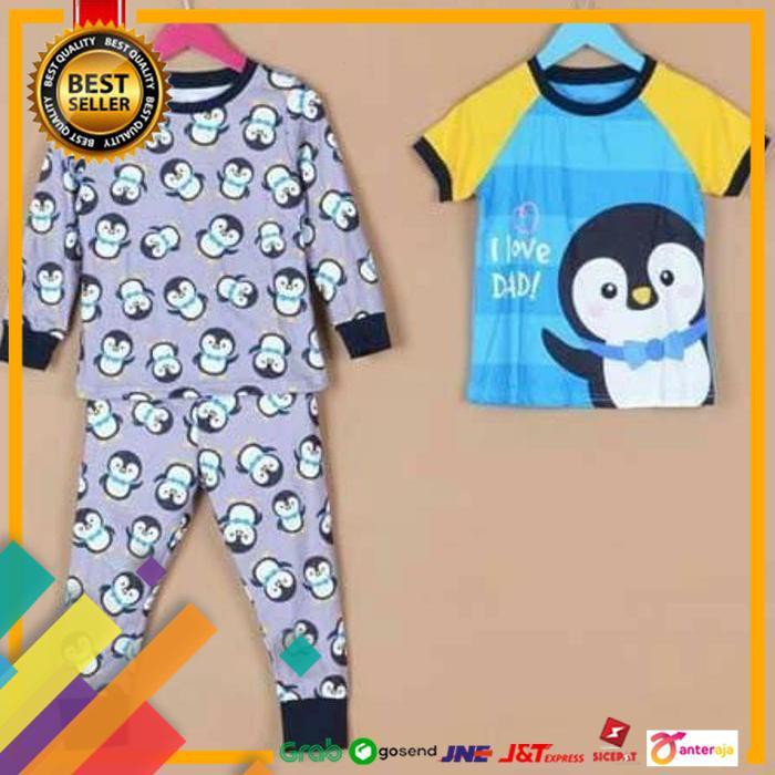 NEW.. PIYAMA BAJU TIDUR ANAK LAKI COWOK 3IN1 GW 272 F PINGUIN BIRU KUNING ..TERLARIS
