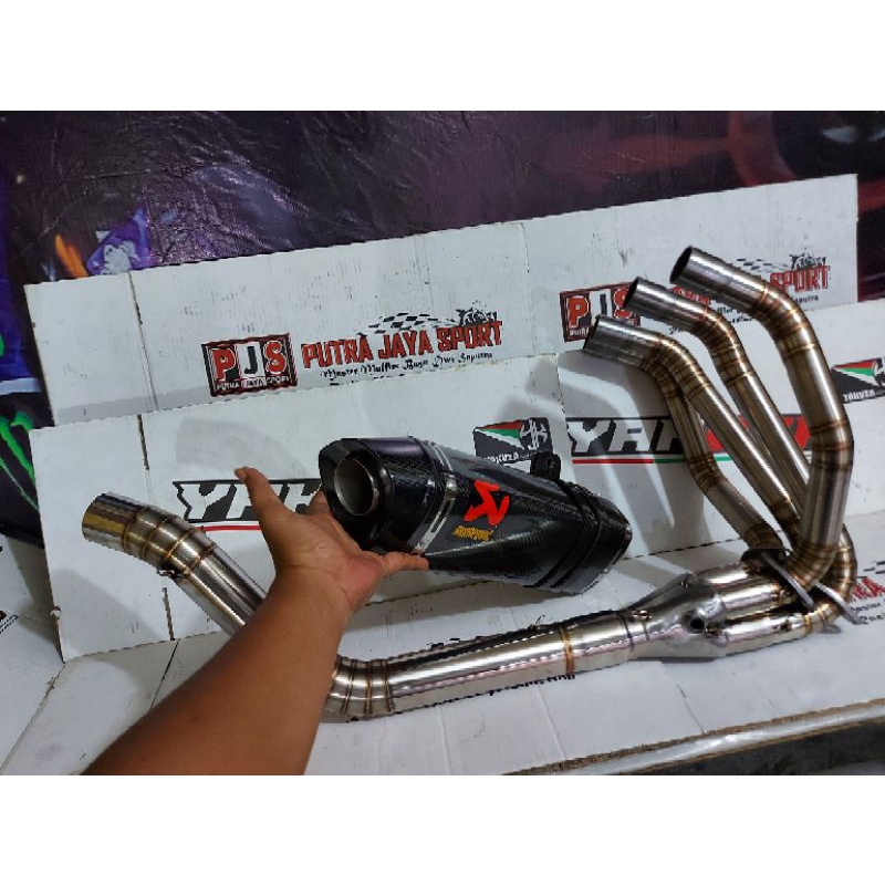 Knalpot ZX25R custom akrapovic ( full system pnp )