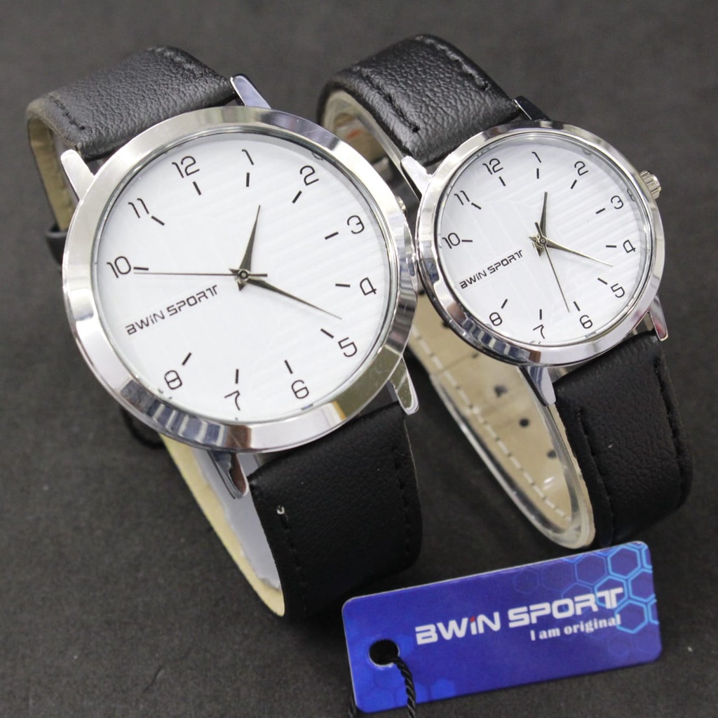 JAM TANGAN CEWEK/COWOK/COUPLE AWINSPORT LEATHER STRAP/COUPLE SERIES/