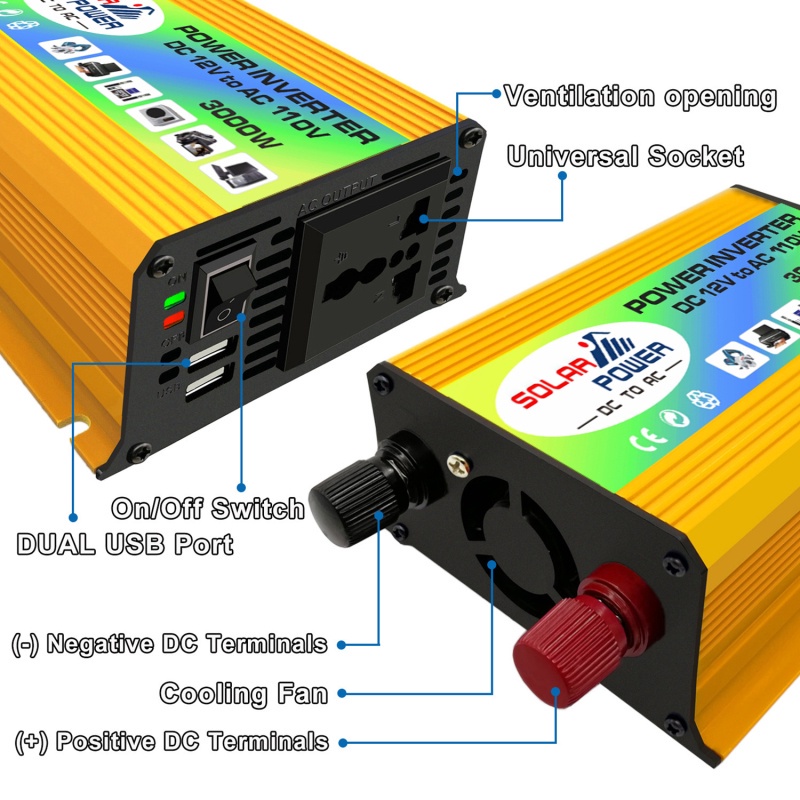 Car Power Inverter Pure Sine Wave DC 12V to AC220V 3000W -  - kuning