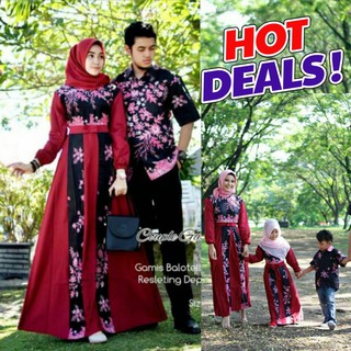 Image of couple Batik Family Sibulan merah kombinasi Balotelli TERLARIS DI TOKO KAMI