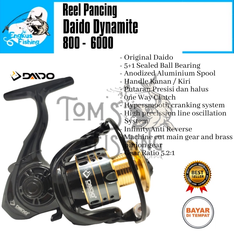 Reel Pancing Daido Dynamite 800 - 6000 (5+1 Seal Bearing) One Way Murah Berkualitas - Engkus Fishing