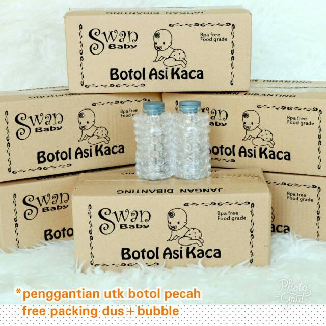 Swan Baby Botol ASI Kaca Isi 10 botol Ukuran 100ml Food Grade Tempat Penyimpanan Asi Botol Susu Asip