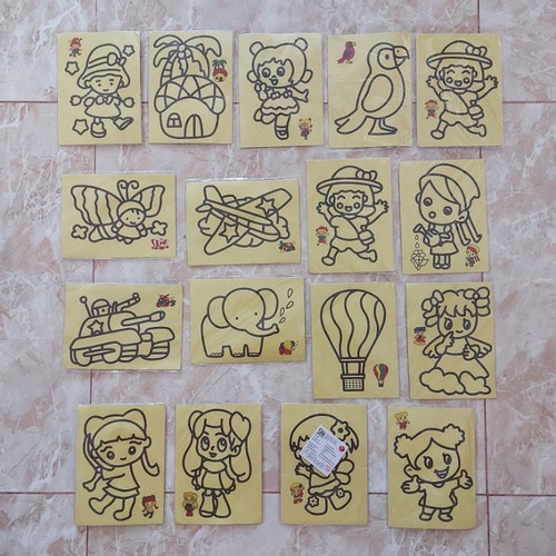 Mainan Kreatifitas Jadul Edukasi Diy Mewarna Stiker Pasir Tabur Anak