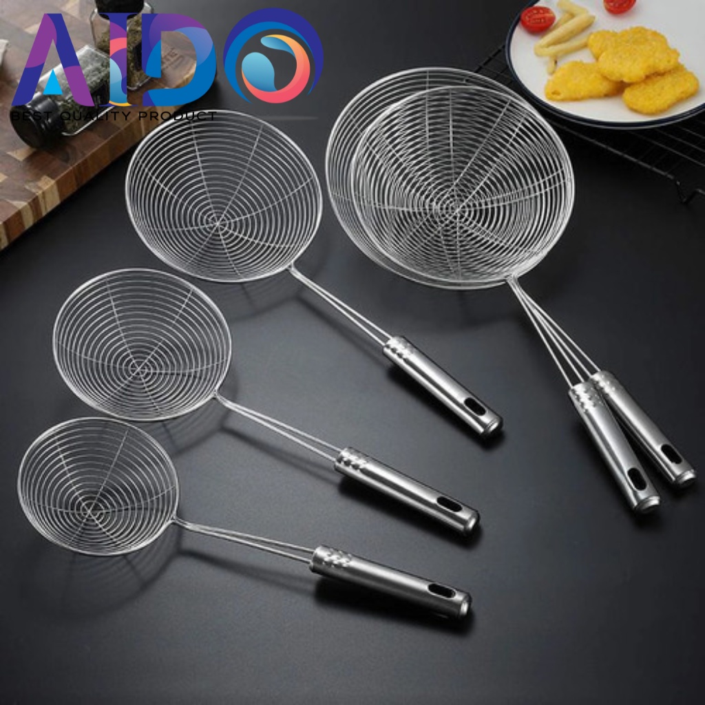 Saringan Minyak Tirisan Gorengan Stainless steel Serokan Masak Stainless Tahan Panas / Serokan Saringan Gorengan Saring Mie Stainless Steel / Saringan Stainlees Steel Serbaguna