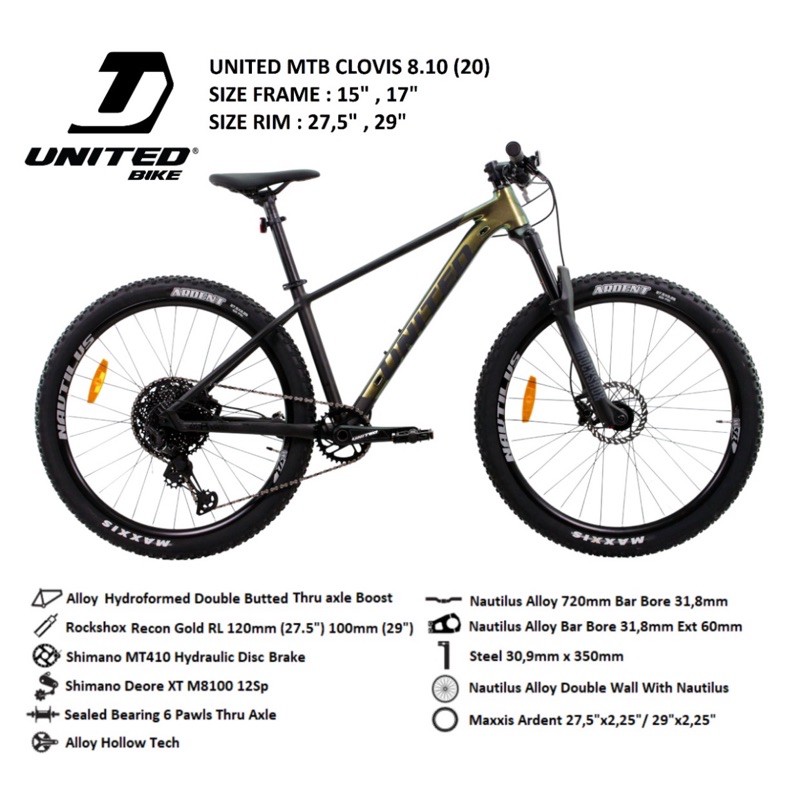 29” United Clovis 8.1 12Sp XT fork rockshox recon gold rl hydro brake ban maxxis