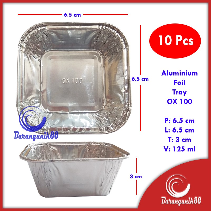 Aluminium Foil Tray OX100 @10pcs Aluminium Foil Cup OX 100 Kotak Bujur Sangkar