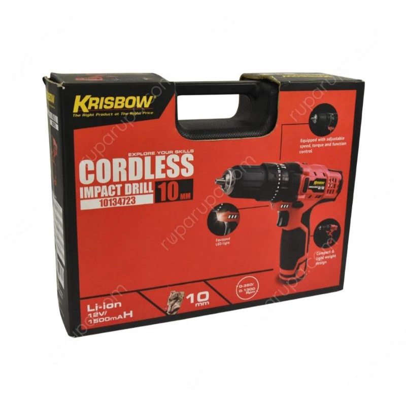 bor tanpa kabel KRISBOW cordless impact drill 10mm