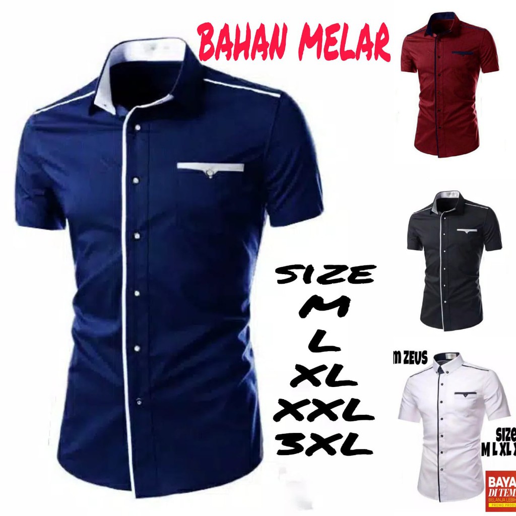 topfashion 4WARNA/KEMEJA PRIA LENGAN PENDEK BAHAN STRET/HEM PRIA CASUAL ZEUS