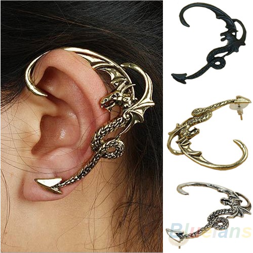 [ONE] Vintage Fly Dragon Cartilage Earrings Bungkus Klip Kiri Telinga Manset Tindik Perhiasan