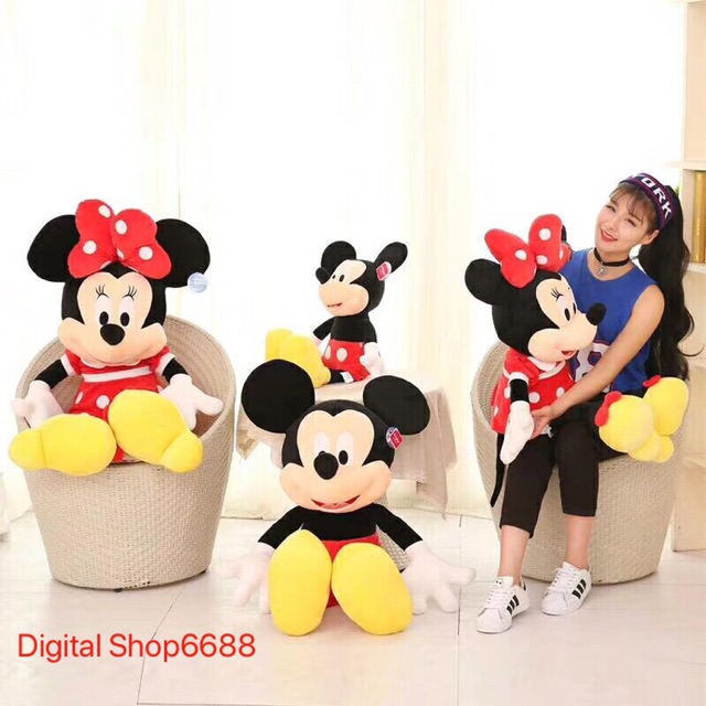 BONEKA MICKEY MOUSE &amp; MINNIE MOUSE UKURAN TINGGI 70 CM (100% IMPORT)