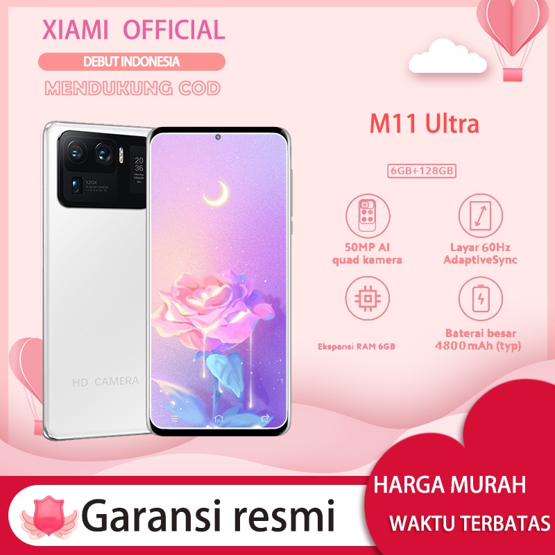 【 hp ori murah bisa cod】m11plus 6.1 inci /m11plus mini 6.1 inci Ram6 rom128 Android Hd Screen 4G hp 
