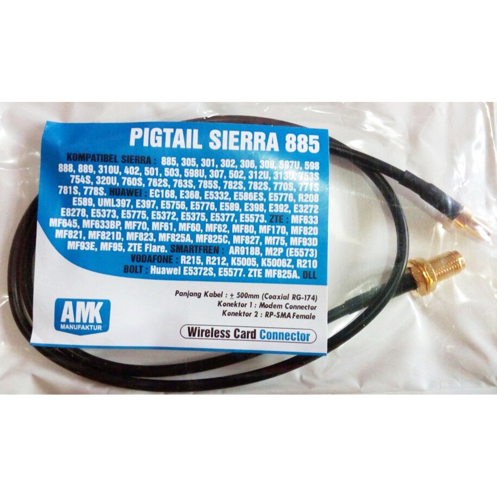 Pigtail untuk Modem ZTE MF170, MF820, MF821, MF821D, MF823, MF825A, MF825C