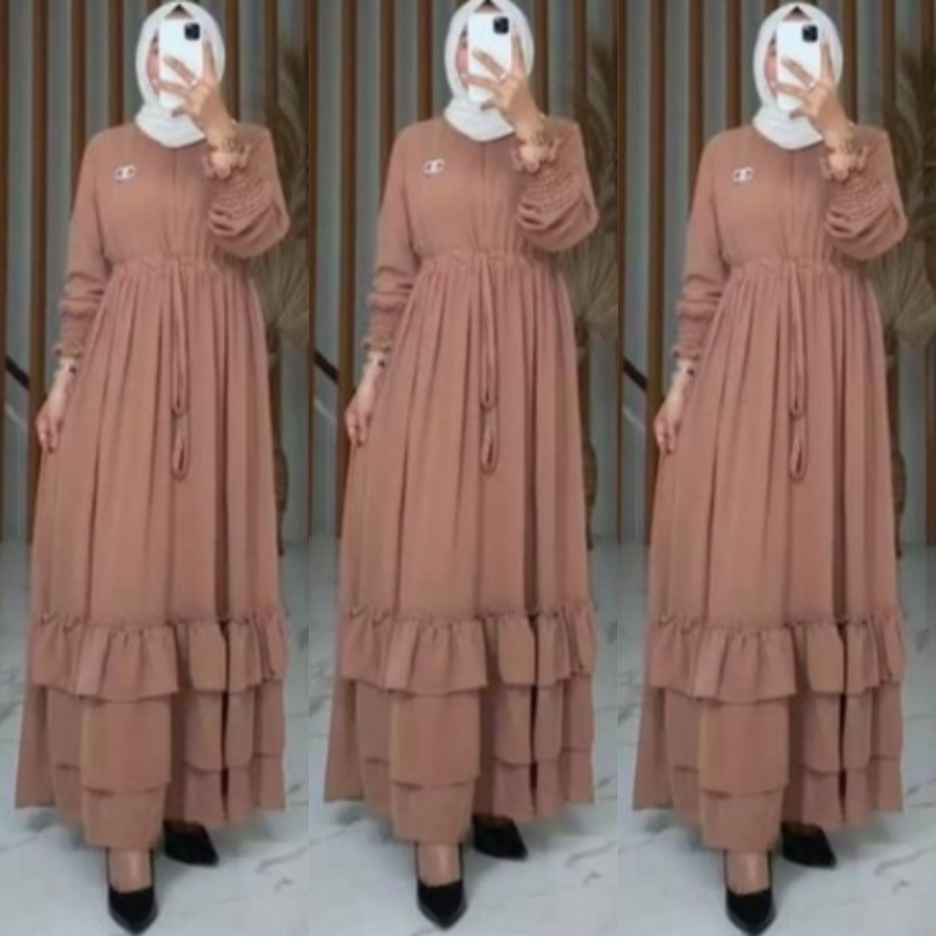 diana maxi ceruty bebydoll/ gamis syarii ceruty susun /gamis ceruty umpak