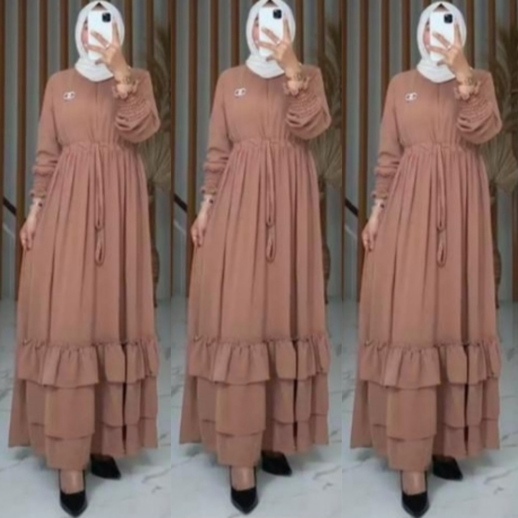 diana maxi ceruty bebydoll/ gamis syarii ceruty susun /gamis ceruty umpak